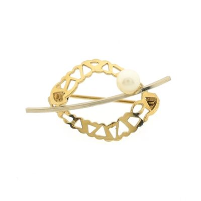 Image 1 of Gold fantasy brooch with pearl | Vintage