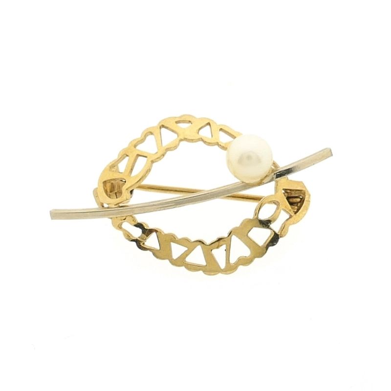 Image 1 of Gold fantasy brooch with pearl | Vintage