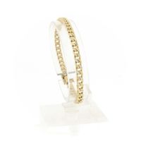 Gold flat gourmet link bracelet with diamonds