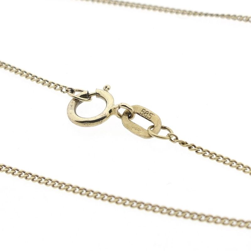 Image 6 of Gold gourmet link necklace with a fixed pendant and diamond; 0.005 ct. | 41.5 cm