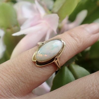 Image 2 of Gold ring with white opal