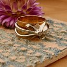 Afbeelding 2 van Vintage bicolor gouden ring met diamant; 0,05 ct.
