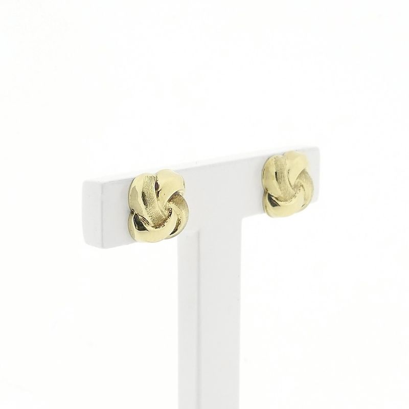 Image 3 of Gold stud earrings with knotted design