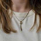 Image 12 of Gold necklace with a fixed pendant and diamond; 0.005 ct. | 44.5 cm