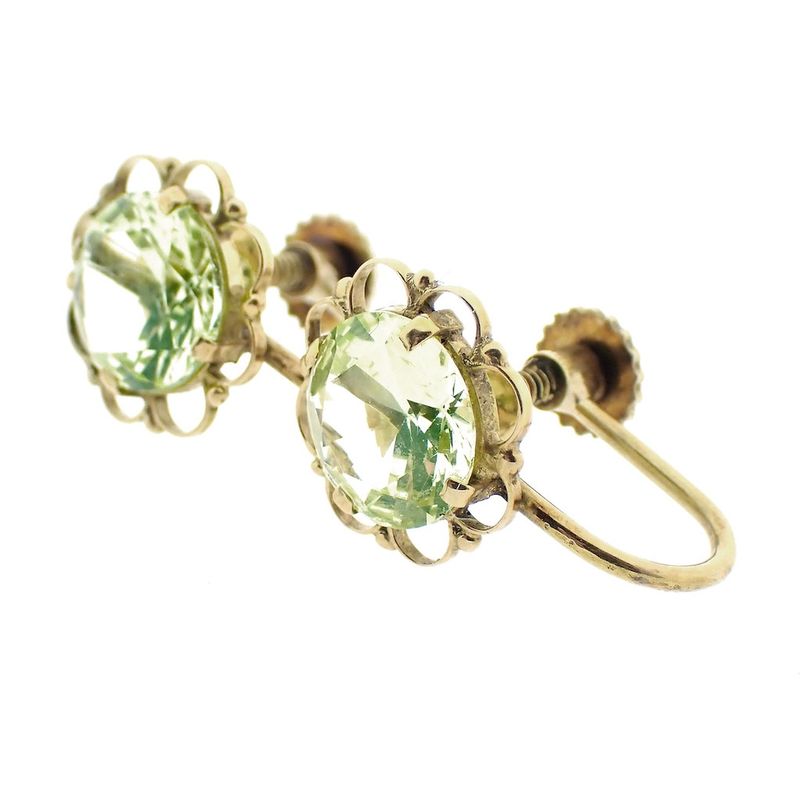 Image 6 of 18K Gold Clip-On Earrings with Green Spinel | Vintage