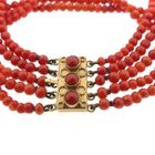 Image 5 of Antique red coral beaded bracelet with gold clasp.