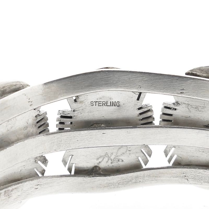 Image 5 of Silver Bohemian Cuff Bracelet with Turquoise | Size S/M