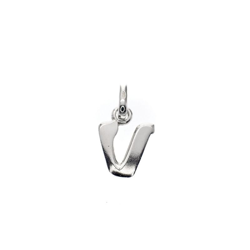 Image 1 of Silver charm; Letter V