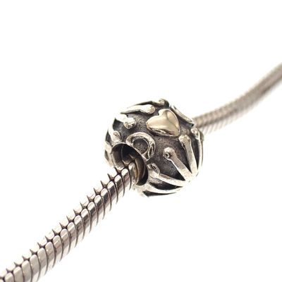 Image 2 of Pandora charm; Silver with gold; Caged Heart