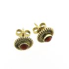 Image 5 of Vintage gold stud earrings with red coral