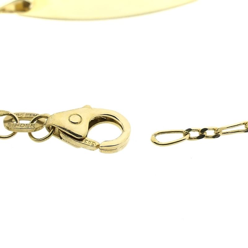 Image 5 of Gold Figaro link bracelet with engraving plate | 15 cm