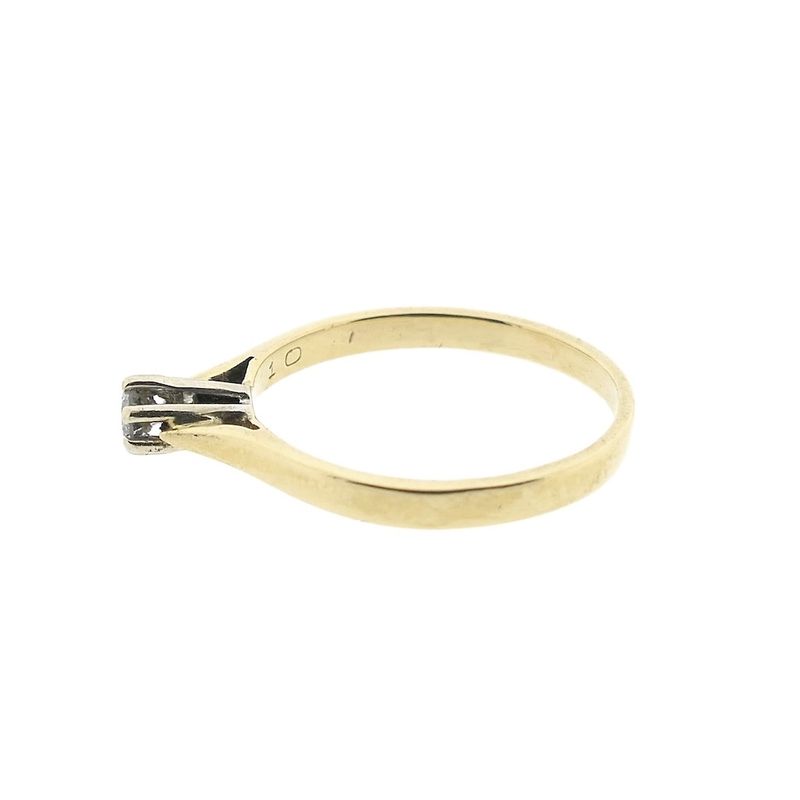 Image 8 of Gold solitaire ring with diamond; 0.10 ct.