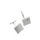 Image 3 of White gold cufflinks with diamond; 0.16 ct.