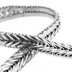 Image 8 of White gold herringbone link bracelet with diamonds; 0.36 ct.