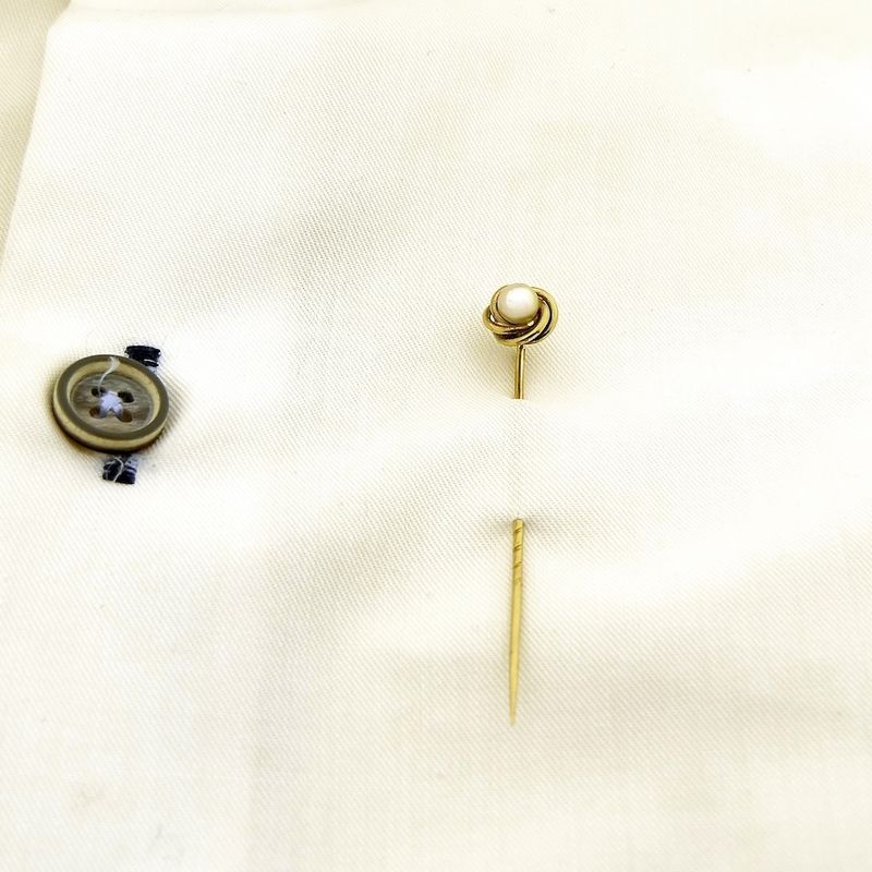 Image 6 of Gold lapel pin, tie pin with pearl