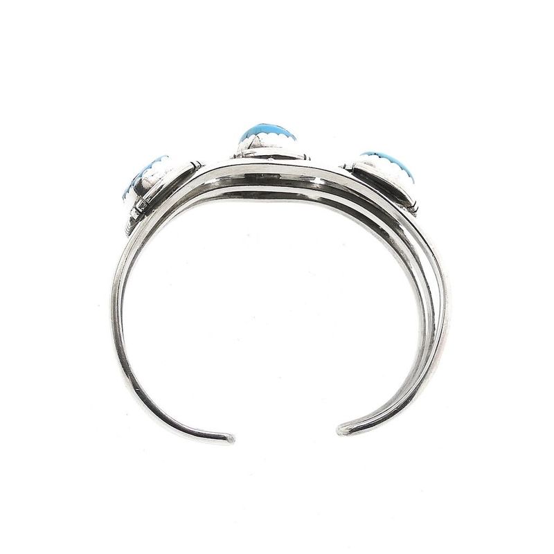 Image 3 of Silver Bohemian Cuff Bracelet with Turquoise | Size S/M