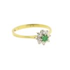 Image 5 of Gold subtle entourage ring with 0.08 ct. diamond & emerald