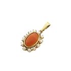 Image 9 of Gold Pendant with Blood Coral and Pearl; 14 Karat
