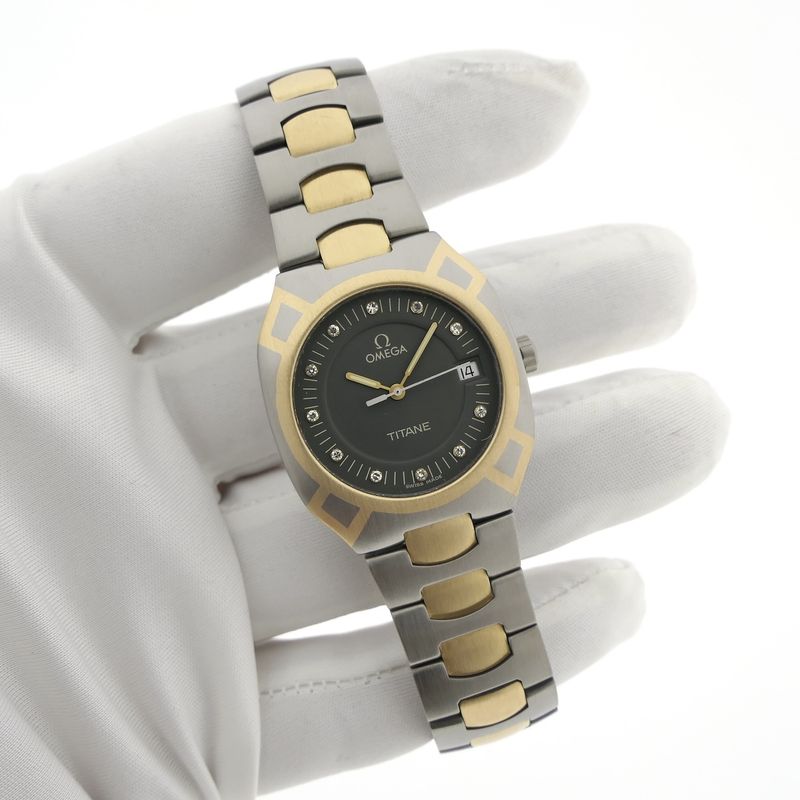 Image 7 of Omega Seamaster Polaris 'Titane' 396.0981; Unisex 18k gold/titanium watch with diamonds