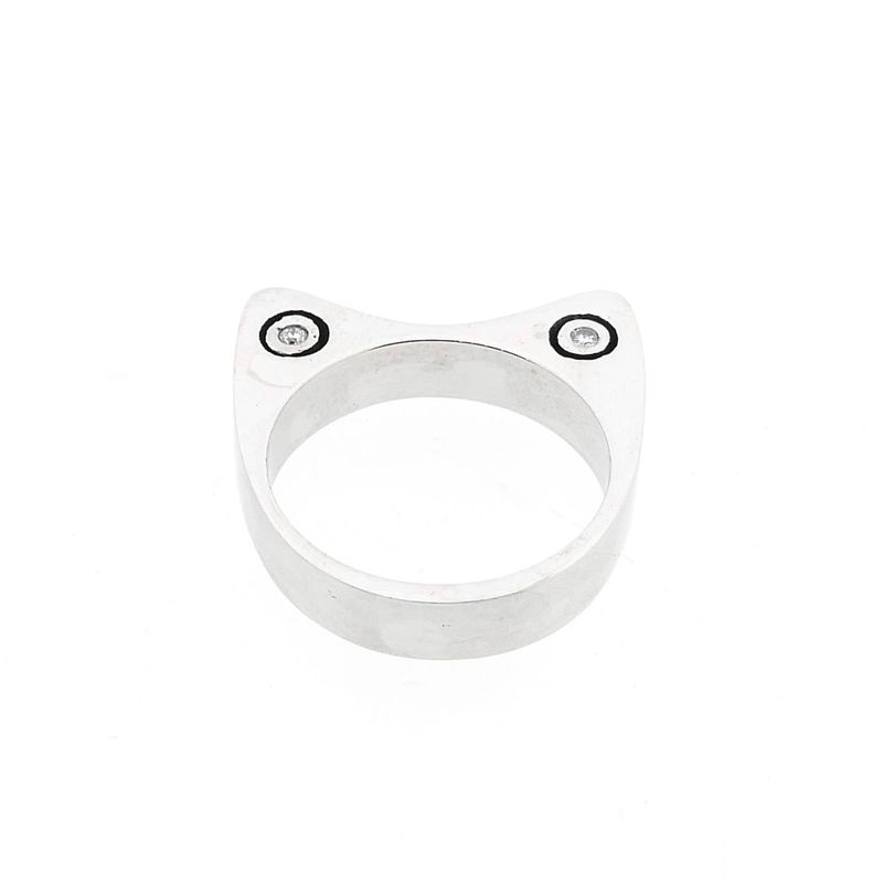 Image 7 of White Gold Cat Ears Ring with Diamonds; 0.08 ct.