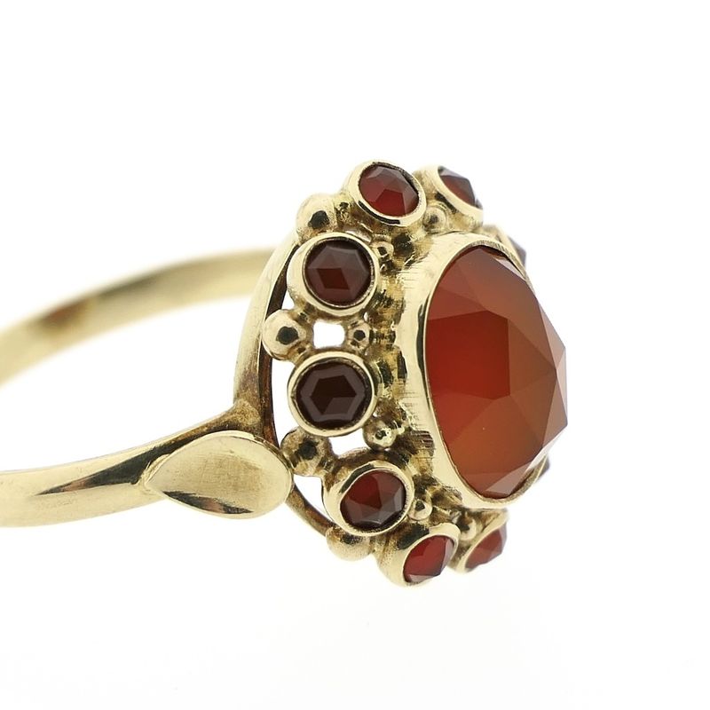 Image 5 of Gold entourage ring with carnelian | Vintage