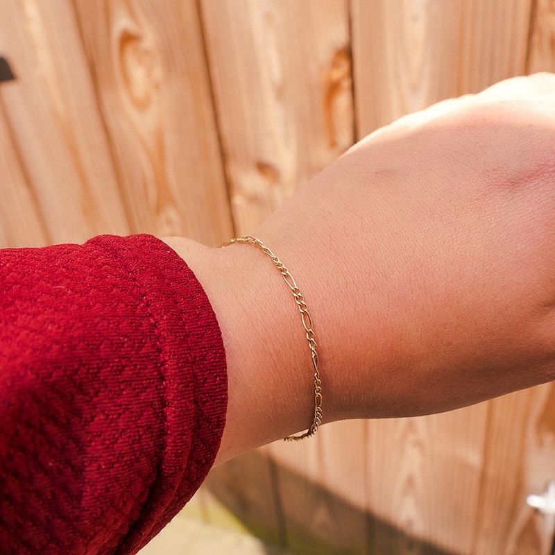 Image 4 of Gold Figaro link bracelet | 17.5 cm