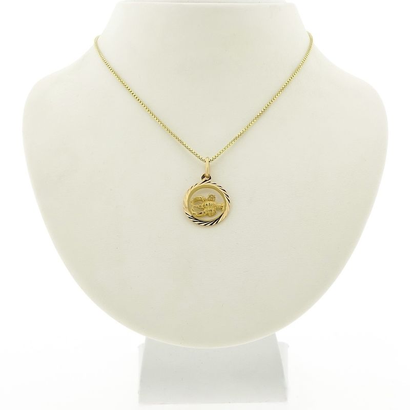 Image 9 of Gold zodiac sign pendant; Cancer