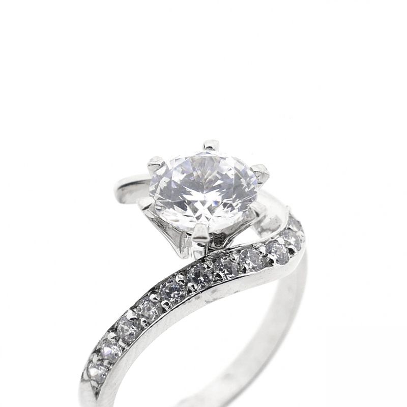 Image 3 of White gold solitaire ring with zirconia.