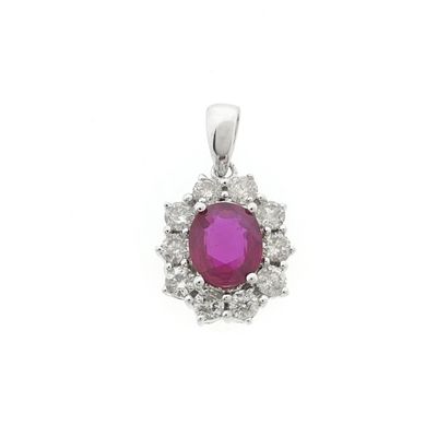 White gold pendant with pink spinel and diamond; 0.70 ct. Image 1 of White gold pendant with pink spinel and diamond; 0.70 ct.