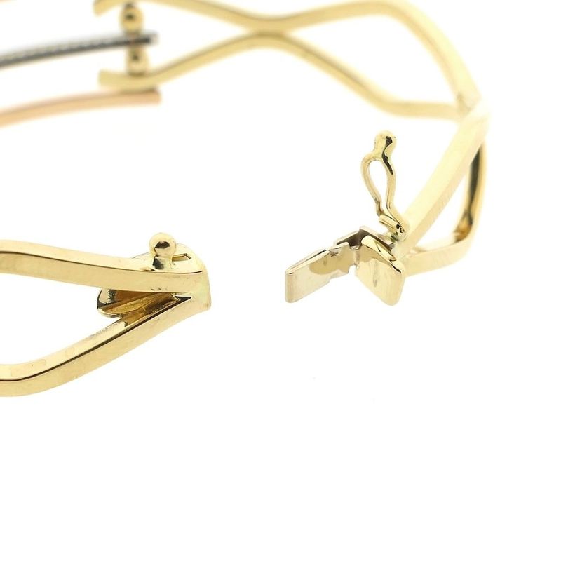 Image 6 of Arpas tricolor gold bangle with zirconia; Size M/L