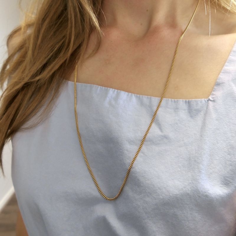 Image 7 of Long gold gourmet link necklace | 71 cm