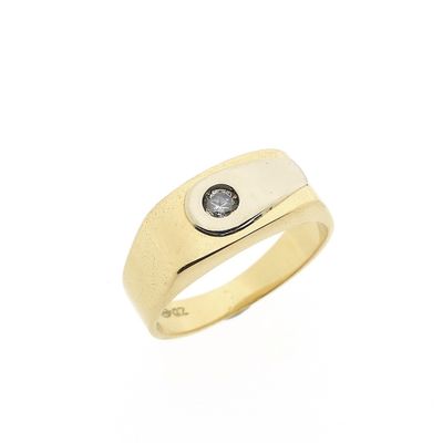 Image 1 of Two-tone gold men's ring with zirconia