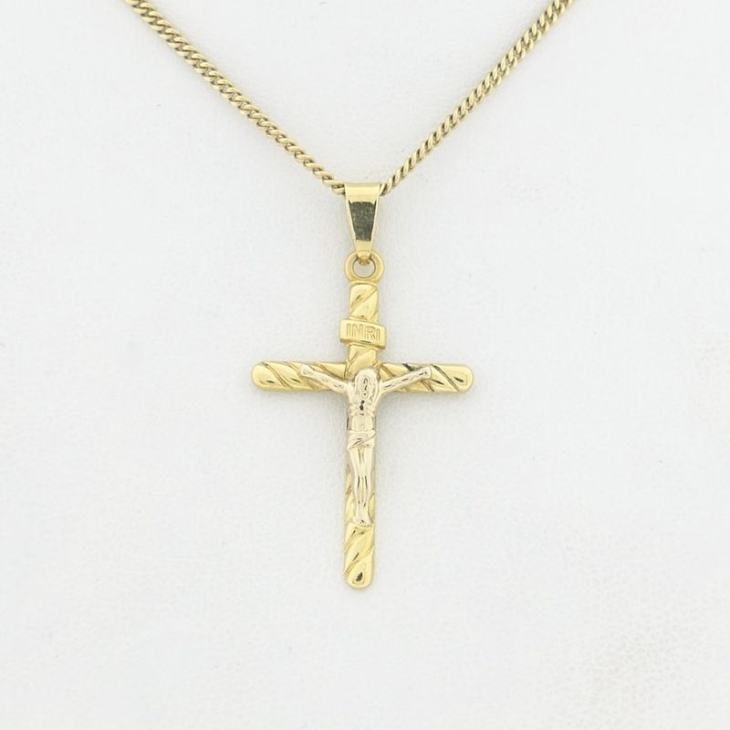 Image 5 of 18-karat two-tone gold pendant of a cross with a corpus | INRI