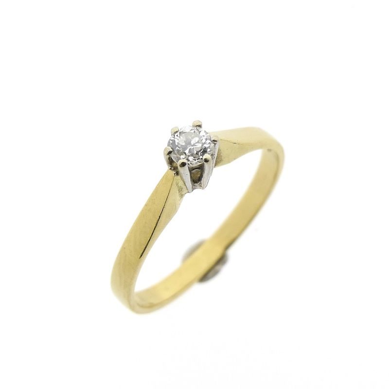 Image 1 of Gold solitaire ring with diamond | 0.16 ct.