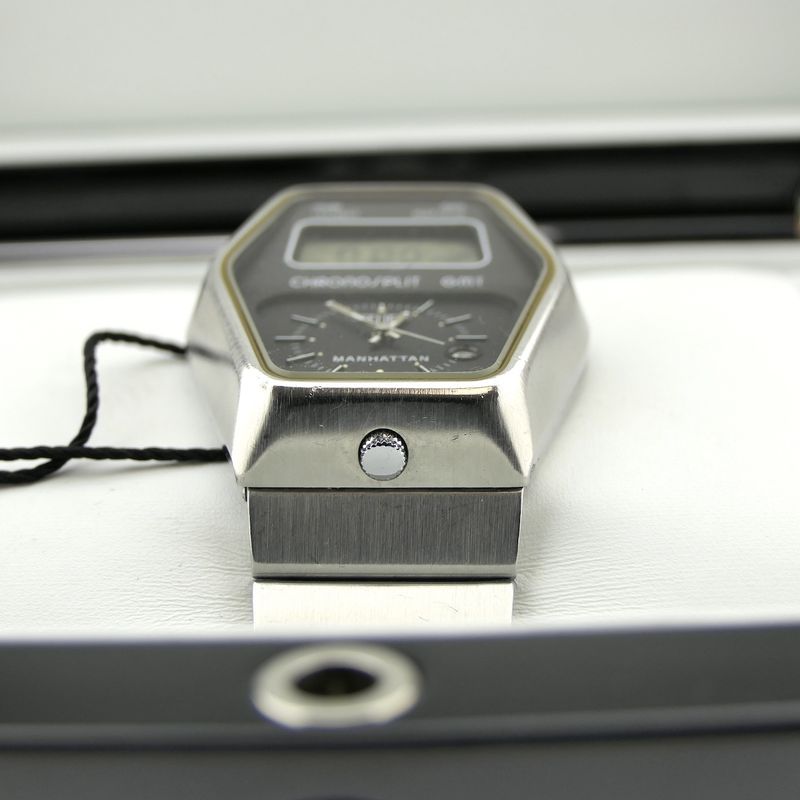 Image 16 of Heuer Manhattan Chronosplit GMT 104.403; Vintage heren horloge