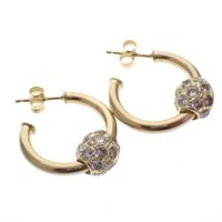 Gold earrings with zirconia; Ø 20.0 mm