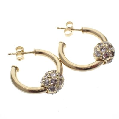 Image 1 of Gold earrings with zirconia; Ø 20.0 mm
