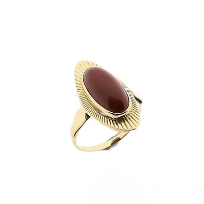 Image 1 of Vintage Gold Ring with Blood Coral
