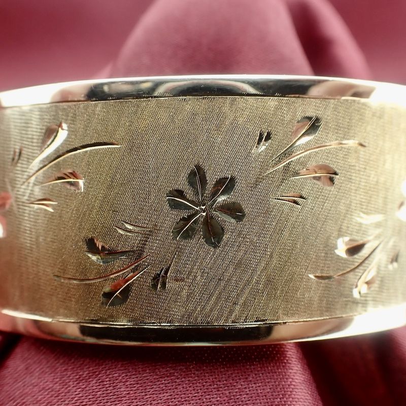 Image 8 of Vintage gold slave bracelet with engravings.