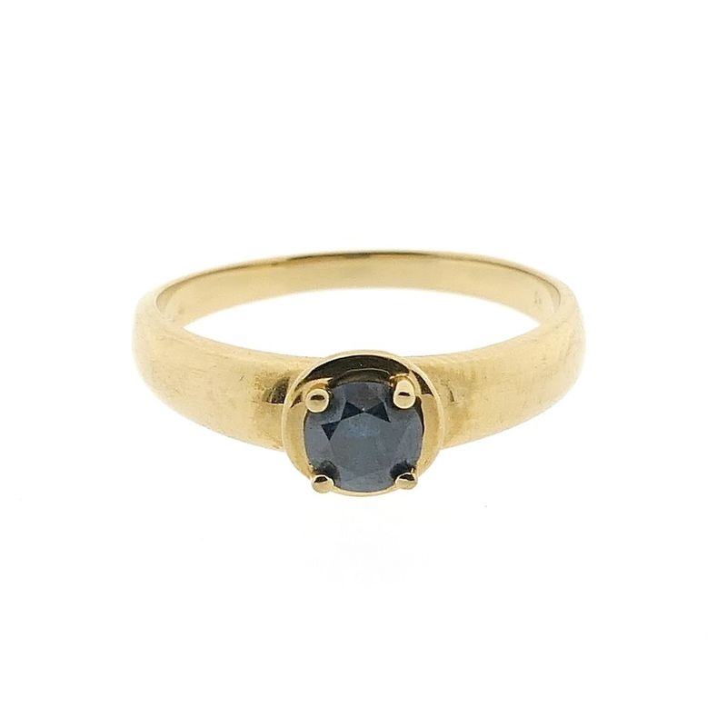 Image 3 of Gold solitaire ring with blue diamond | 0.50 ct.
