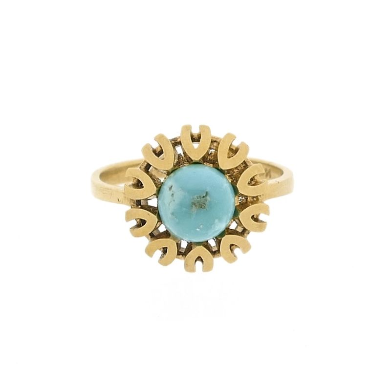 Image 5 of Vintage gold ring with turquoise