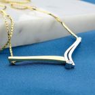 Image 2 of Bicolor Gold Cobra Link Necklace with Pendant & Zirconia; 14 Karat; 42.5 cm