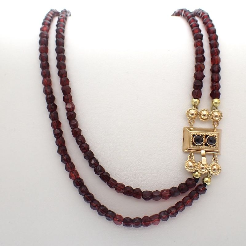 Image 6 of Antique glass bead necklace with gold clasp