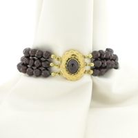 Garnet bracelet with gold clasp; Antique/vintage | 20 cm
