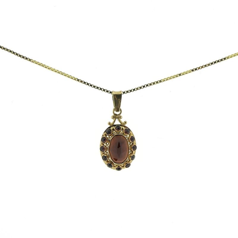 Image 3 of Vintage gold entourage pendant with garnet