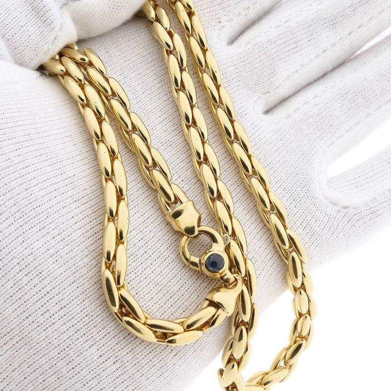 Afbeelding 10 van Gouden cardano schakelketting met saffier