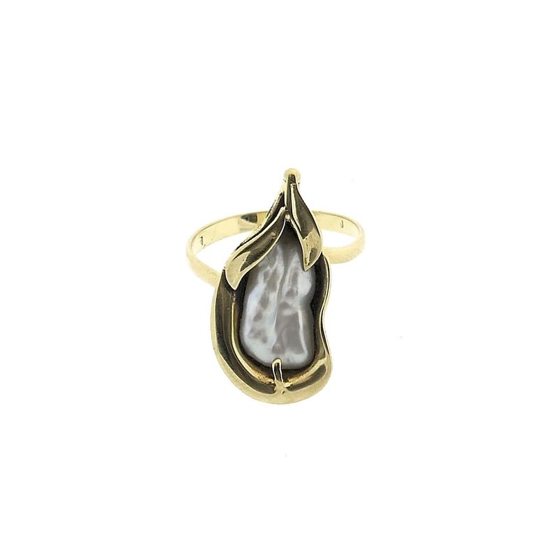 Image 3 of Gold ring with baroque pearl