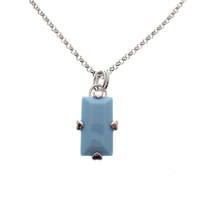 Image 1 of Silver jasseron link chain with turquoise pendant; 40-45 cm