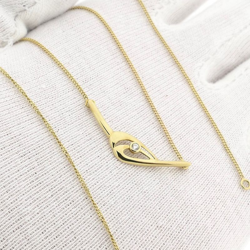 Afbeelding 11 van Gouden gourmetschakel ketting met vaste hanger en zirconia | 43 cm