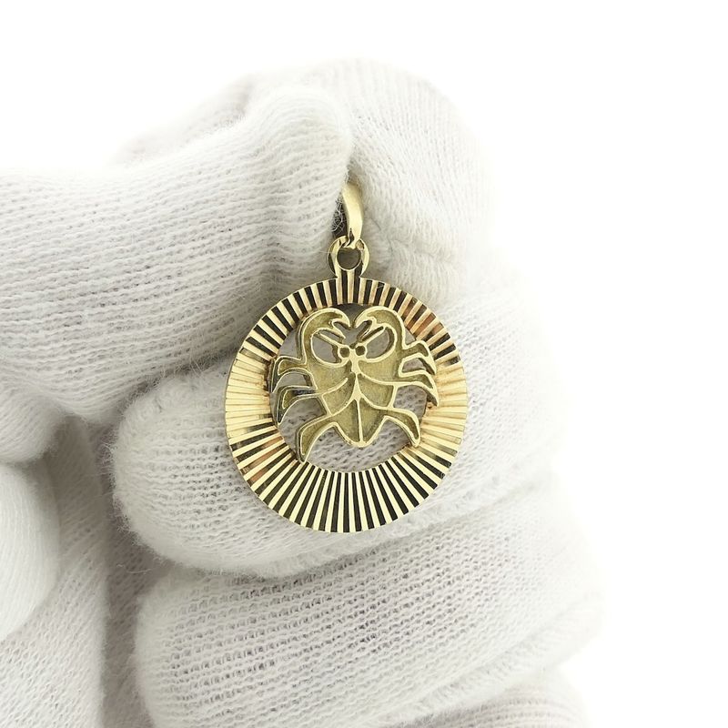 Image 9 of Gold zodiac sign pendant; Cancer